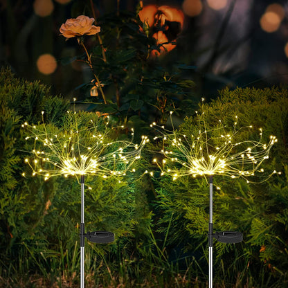 Vivolux | 4 Stück Solar Feuerwerk Gartenlampen - Wetterfeste LED Dekorationsbeleuchtung, Solarenergie für Garten und Patio