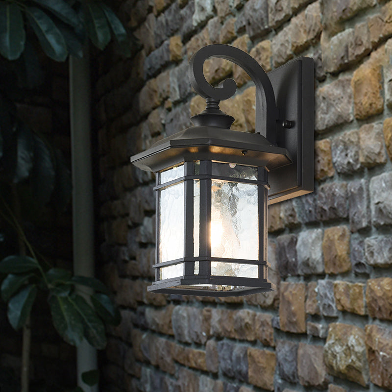 Vivolux | Bronze Curvy Arm Wandverlichting Platteland Helder Golfglas Enkelhoofd Buiten Wandlamp