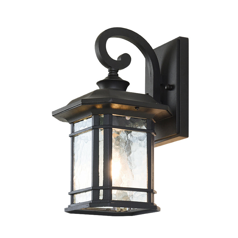 Vivolux | Bronze Curvy Arm Wandverlichting Platteland Helder Golfglas Enkelhoofd Buiten Wandlamp