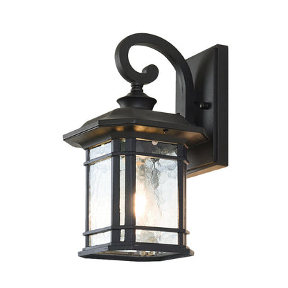 Vivolux | Bronze Curvy Arm Wandverlichting Platteland Helder Golfglas Enkelhoofd Buiten Wandlamp