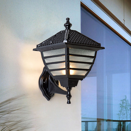 Vivolux | Rustieke Lantaarn Wandlamp Enkele Peiling Frosted Glas Wandgemonteerd Lamp in Zwart