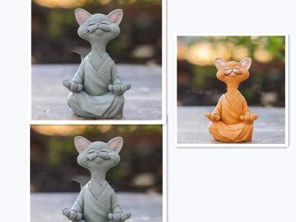 Vivolux | Verspielt Schwarze Buddha Katze Figur Meditation Yoga Sammlerstück Glückliche Katzen Dekor Zuhause Garten Dekoration Gartenornament