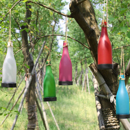Vivolux | 5 Stück Solar Weinflasche Licht Außen Deko Plastik LED Hängeleuchte