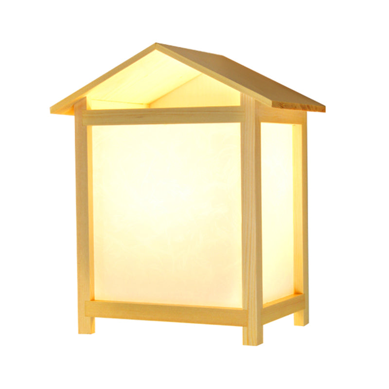 Vivolux | Japanse stijl 1 licht wandlamp met Parchmyn shade houten huisvorm wandlicht