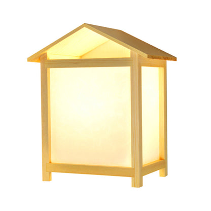 Vivolux | Japanse stijl 1 licht wandlamp met Parchmyn shade houten huisvorm wandlicht
