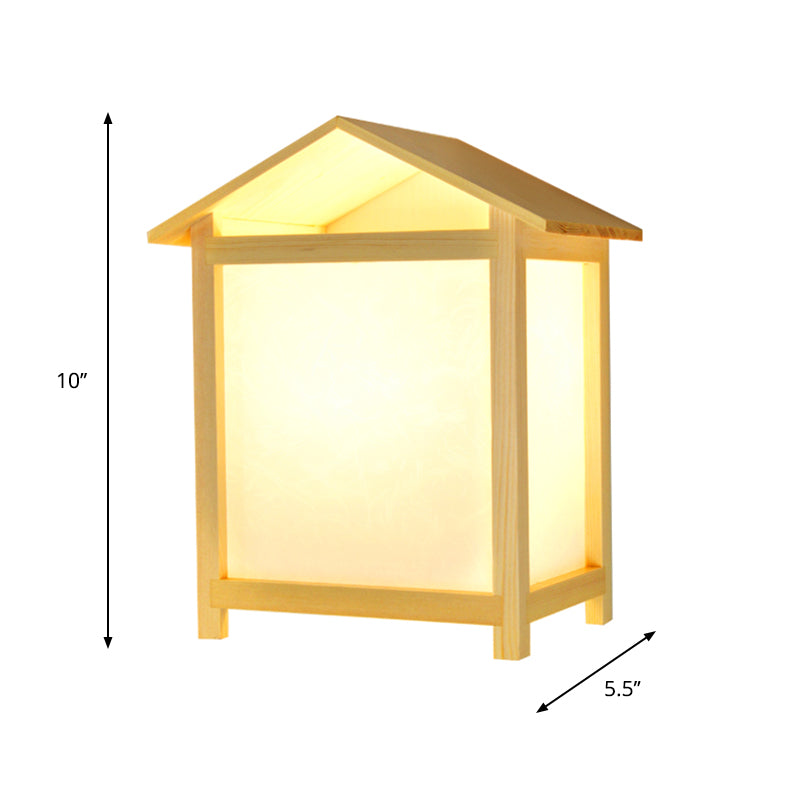 Vivolux | Japanse stijl 1 licht wandlamp met Parchmyn shade houten huisvorm wandlicht