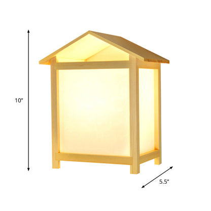 Vivolux | Japanse stijl 1 licht wandlamp met Parchmyn shade houten huisvorm wandlicht