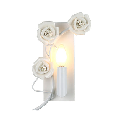 Vivolux | Witte Eenvoudige Wandlamp Koreaanse Tuin IJzeren Kaarsenhouder met Gegraveerde Rozendecoratie