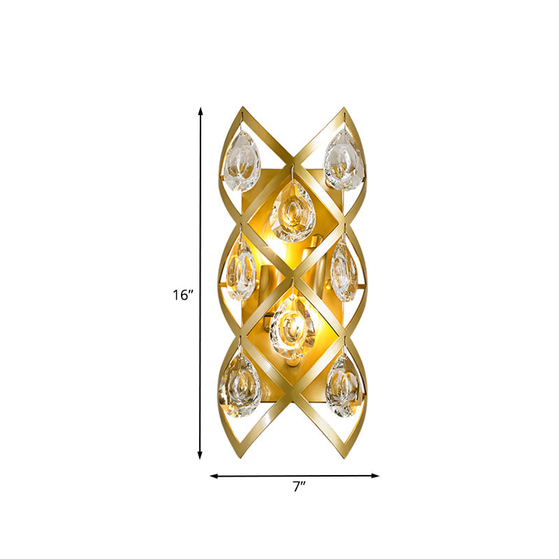 Vivolux | Kruis-Kruis Bedside Wandlamp Fixture Mid Century Kristal 2 Koppen Gouden Wandmontage Lamp