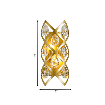 Vivolux | Kruis-Kruis Bedside Wandlamp Fixture Mid Century Kristal 2 Koppen Gouden Wandmontage Lamp