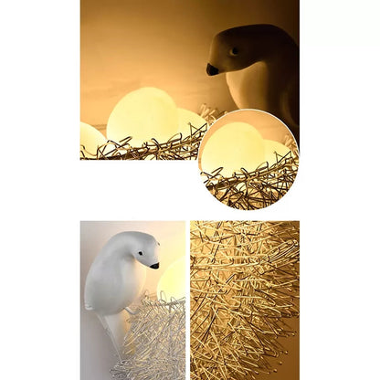 Vivolux | Balkon Kleuter Nest Wandlamp mit Vogel Dekoration Harz Süße Weiße Wandleuchte