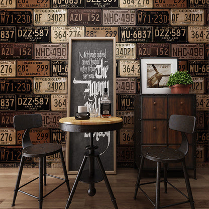 Vivolux | Industrielles Tapete mit europäischen Autokennzeichen und Nummern, 21"W x 33'L, Nicht vorgeklebt