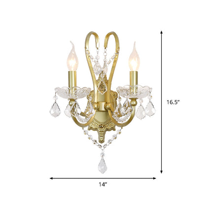 Vivolux | Rural Candle Wandlamp 1/2-Kop Kristal Wandverlichtingsarmatuur in Goud voor Woonkamer