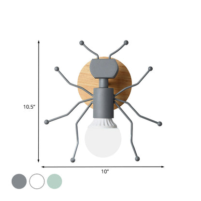 Vivolux | Ant Metal Wandleuchte Nordic 1 Glühbirne Grau/Weiß/Grün Wandbeleuchtung mit Holzrückplatte