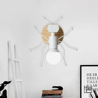 Vivolux | Ant Metal Wandleuchte Nordic 1 Glühbirne Grau/Weiß/Grün Wandbeleuchtung mit Holzrückplatte