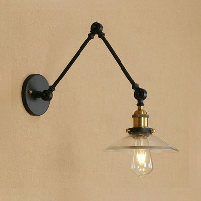 Vivolux | 1 Glühbirne Flared Wandmontierte Leuchte Vintage Stil Messing Klarglas Beleuchtung mit Arm