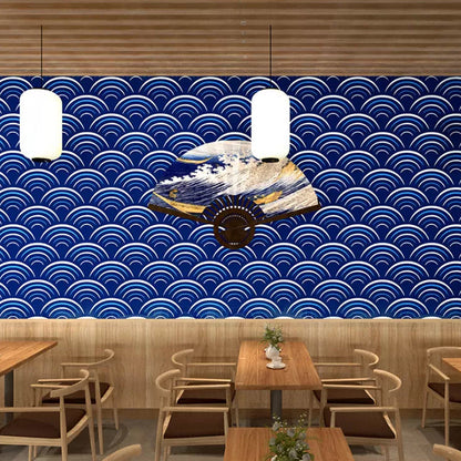 Vivolux | Japanisches Restaurant Tapete Ukiyoe Malerei Welle, 31-Fuß x 20,5-Zoll, Nicht-beklebt