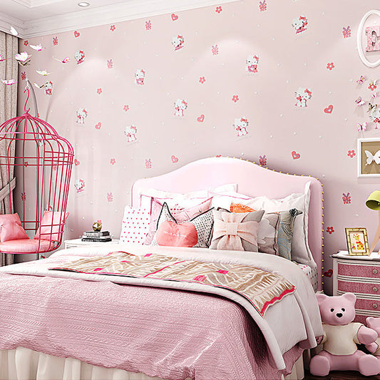 Vivolux | 3D Süße Kitty Tapete für Mädchen Feuchtigkeitsbeständig Ungestrichen 20,5 Zoll x 33 Fuß