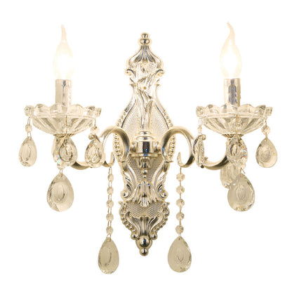 Vivolux | Silber 2-Licht Wandleuchte Traditionelle Facettierte Kristall Kerzenständer Wandmontierte Lichtleuchte