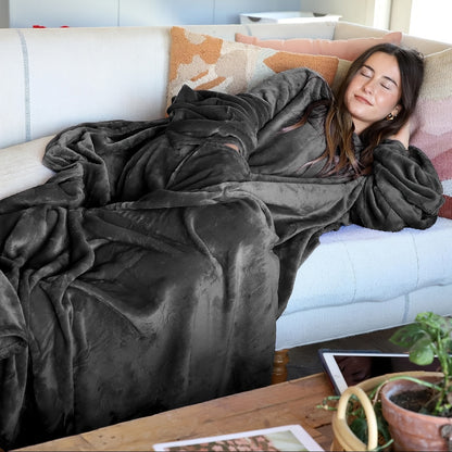 Decke – Warm und weich Fleecedecke mit Ärmeln für freie Bewegung