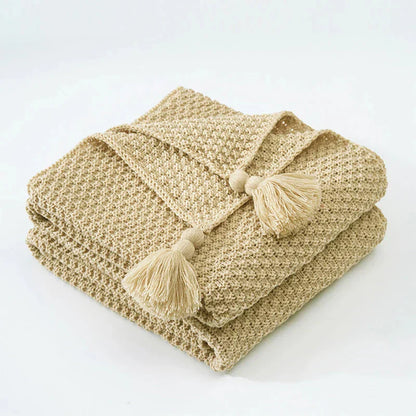 Vivolux | Gestrickte Wolldecke mit Quasten - NordicCozy