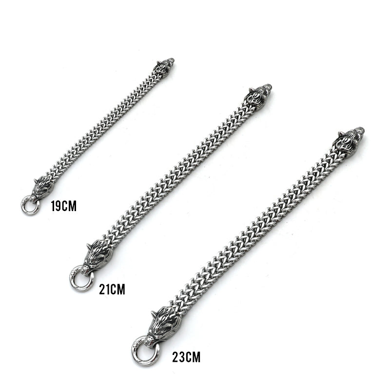 Viking Edelstahl Doppelwolfkopf Fenrir Armband