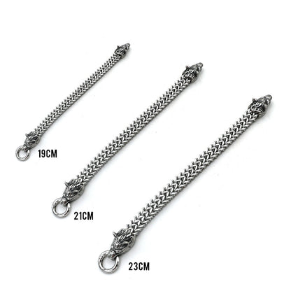 Viking Edelstahl Doppelwolfkopf Fenrir Armband