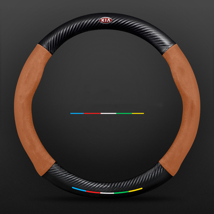 Anti-Rutsch 3D Prägung Kohlefaser Leder Auto Lenkradbezug Universelle Passform