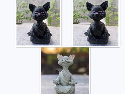 Vivolux | Verspielt Schwarze Buddha Katze Figur Meditation Yoga Sammlerstück Glückliche Katzen Dekor Zuhause Garten Dekoration Gartenornament