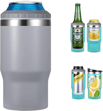 Vivolux | 4 in 1 Edelstahl Dose-/Flaschenisolator, 14Oz Zwei-Wege-Deckel SUS Isolierte Dose Kühler, Bierflaschenhalter (Schwarz)