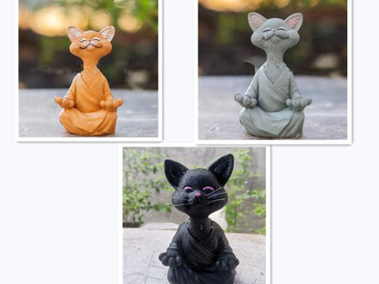 Vivolux | Verspielt Schwarze Buddha Katze Figur Meditation Yoga Sammlerstück Glückliche Katzen Dekor Zuhause Garten Dekoration Gartenornament