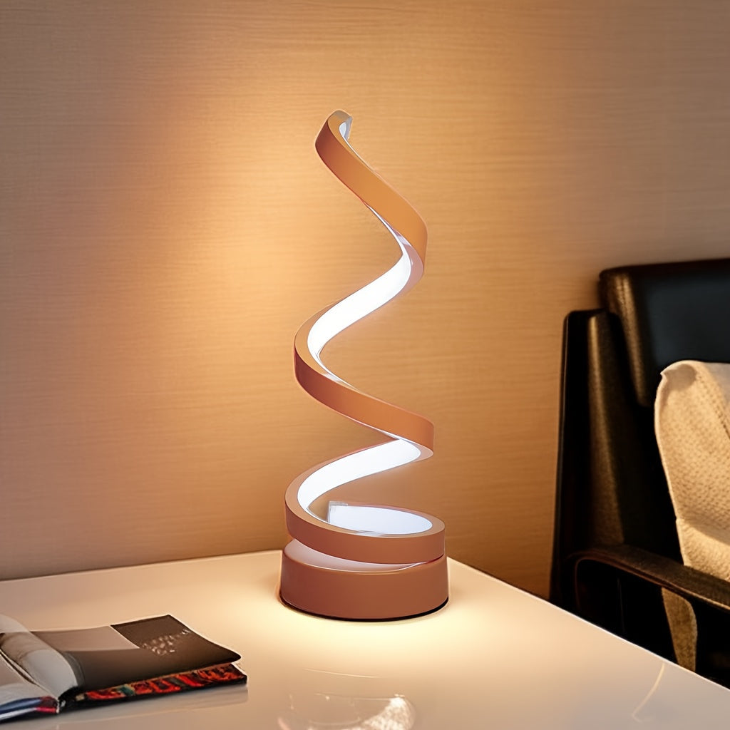 Vivolux | Moderne Spiral Tischlampe – Kreative LED Schreibtischlampe mit sanftem warmem Licht, perfekt für Schlafzimmer, Wohnzimmer und Studien Dekor