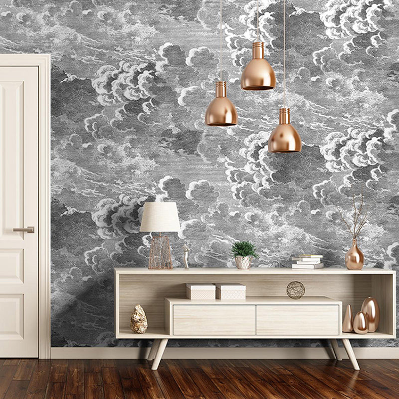 Vivolux | Nordic Giant Mural Wallpaper mit Industrie Grau Wolke für Kamin Wandkunst