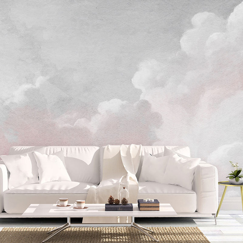Vivolux | Cloud Mural Wallpaper in Pastel Pink, Minimalistische Wandbekleding voor Huisdecoratie