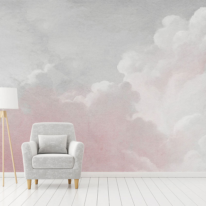 Vivolux | Cloud Mural Wallpaper in Pastel Pink, Minimalistische Wandbekleding voor Huisdecoratie
