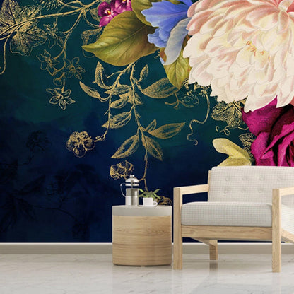 Vivolux | Whole Abstract Wall Art Black Green Rose Wall Wallpaper, Custom Size Available