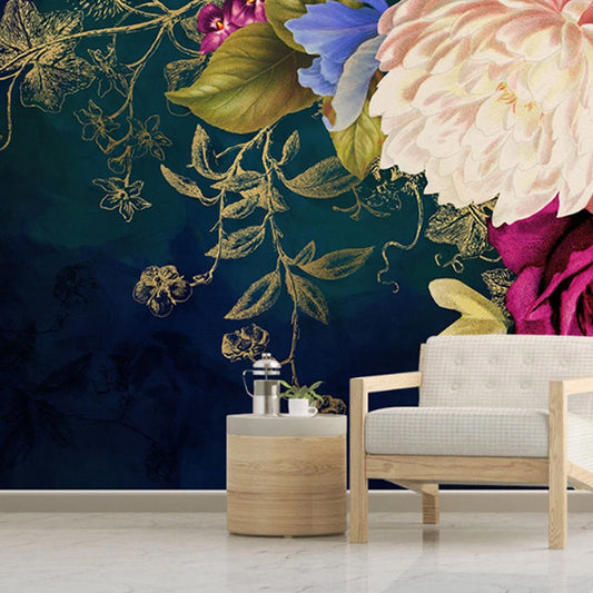 Vivolux | Whole Abstract Wall Art Black Green Rose Wall Wallpaper, Custom Size Available
