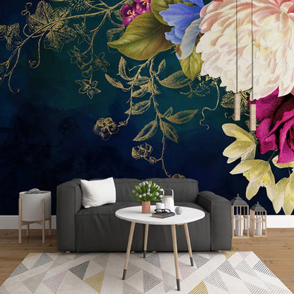 Vivolux | Whole Abstract Wall Art Black Green Rose Wall Wallpaper, Custom Size Available