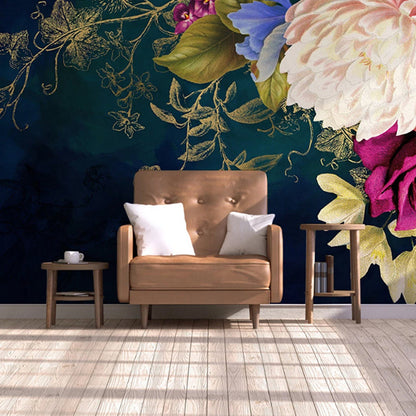 Vivolux | Whole Abstract Wall Art Black Green Rose Wall Wallpaper, Custom Size Available