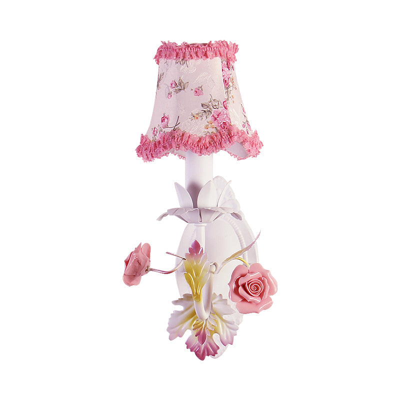 Vivolux | Witte 1/2-Head Wandlamp Romantisch Pastorale Stoffen Bel Muurverlichting met Rozen Decor