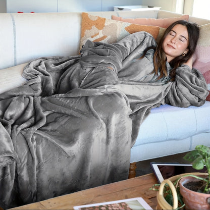 Decke – Warm und weich Fleecedecke mit Ärmeln für freie Bewegung