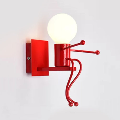 Vivolux | Zittende Mensen Vormige Nachtlamp Metaal Enkele Gloeilamp Moderne Stijlvolle Wandlamp in Rood