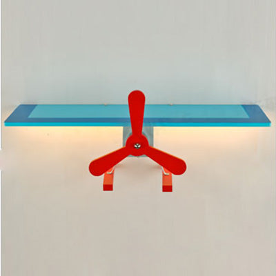 Vivolux | Kinder Propeller Flugzeug Wandlicht Metall Wandleuchte in Blau und Rot für Flur Korridor