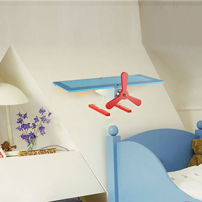 Vivolux | Kinder Propeller Flugzeug Wandlicht Metall Wandleuchte in Blau und Rot für Flur Korridor