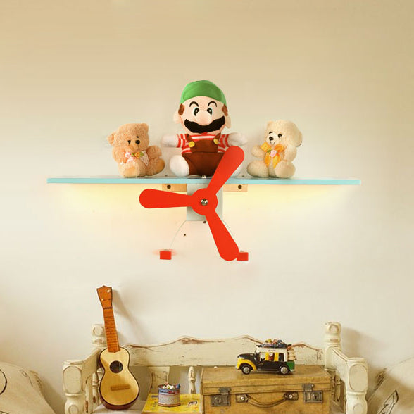 Vivolux | Kinder Propeller Flugzeug Wandlicht Metall Wandleuchte in Blau und Rot für Flur Korridor