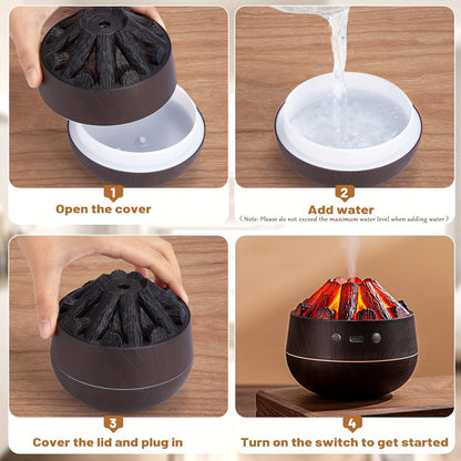 Vivolux | Feuerdiffusor - Mini simulierter Holzkohlefeuerluftbefeuchter mit realistischem Flammeneffekt