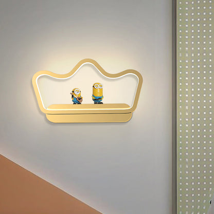 Vivolux | Iron Bear/Crown Frame Wandlamp Nordic Style LED Wandarmatuur in Zwart/Goud voor Kinderbedzijde