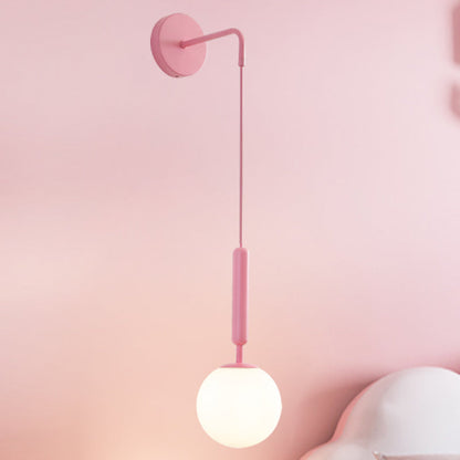 Vivolux | 1 Glühbirne Wandpendelleuchte Minimalismus Rosa Finish Wandmontierte Lampe mit Kugel Weiß Matt/Klar Wasser Glas Schirm