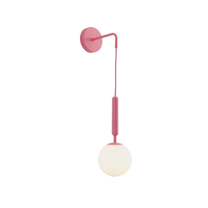 Vivolux | 1 Glühbirne Wandpendelleuchte Minimalismus Rosa Finish Wandmontierte Lampe mit Kugel Weiß Matt/Klar Wasser Glas Schirm