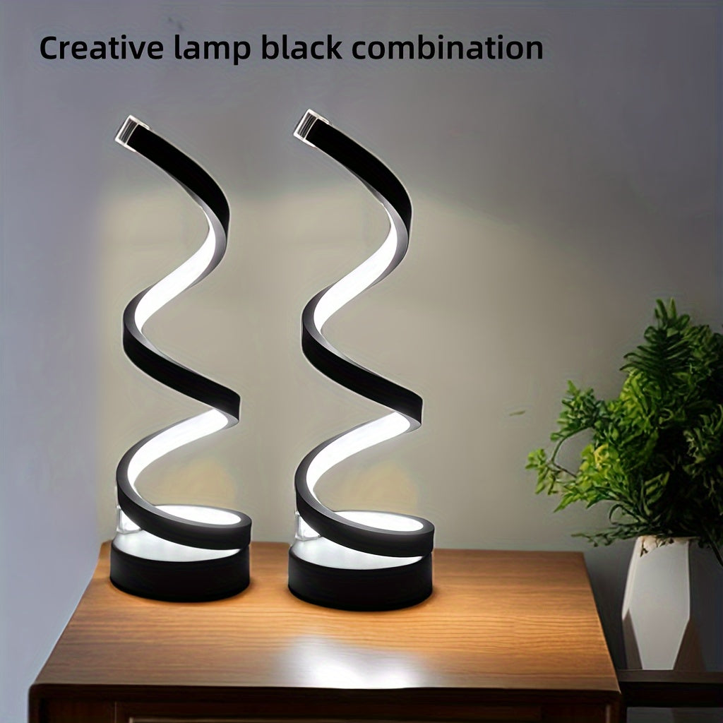 Vivolux | Moderne Spiral Tischlampe – Kreative LED Schreibtischlampe mit sanftem warmem Licht, perfekt für Schlafzimmer, Wohnzimmer und Studien Dekor